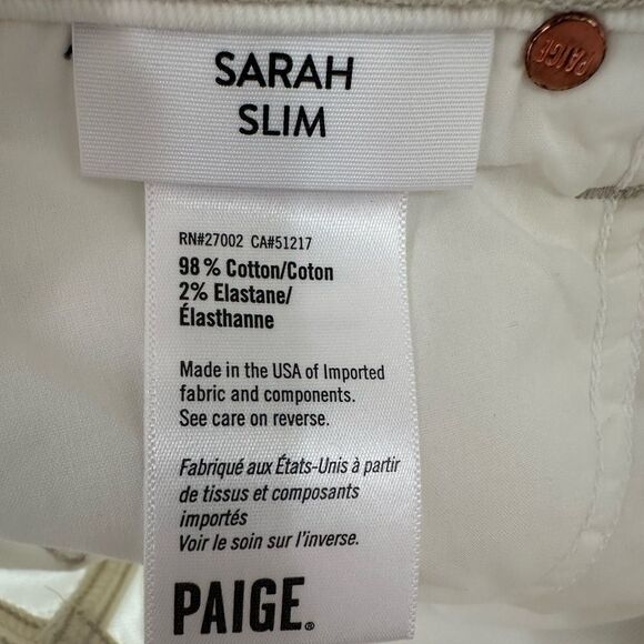 Paige Denim Sarah Slim High Rise Slim Leg Jeans New! - Picture 12 of 13